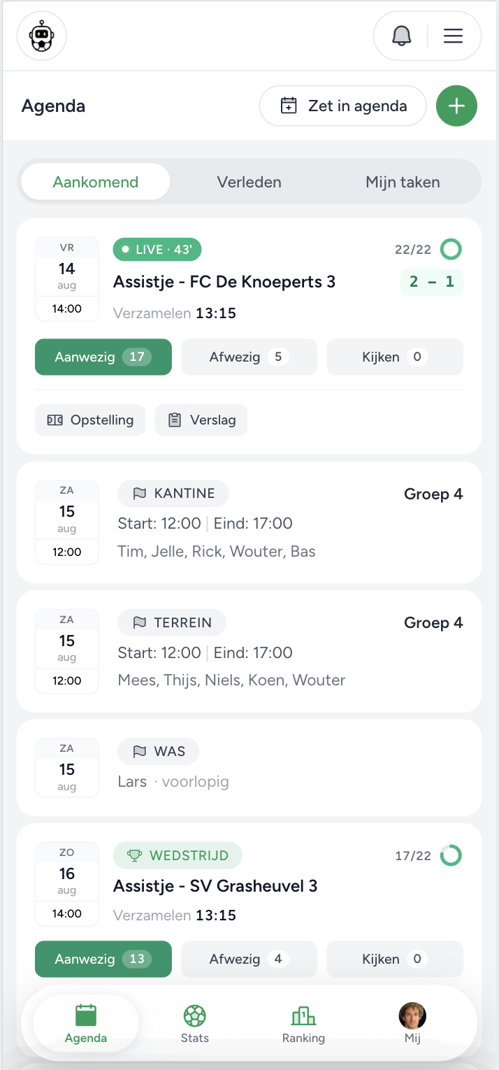Aanwezigheid in de Assistje-app